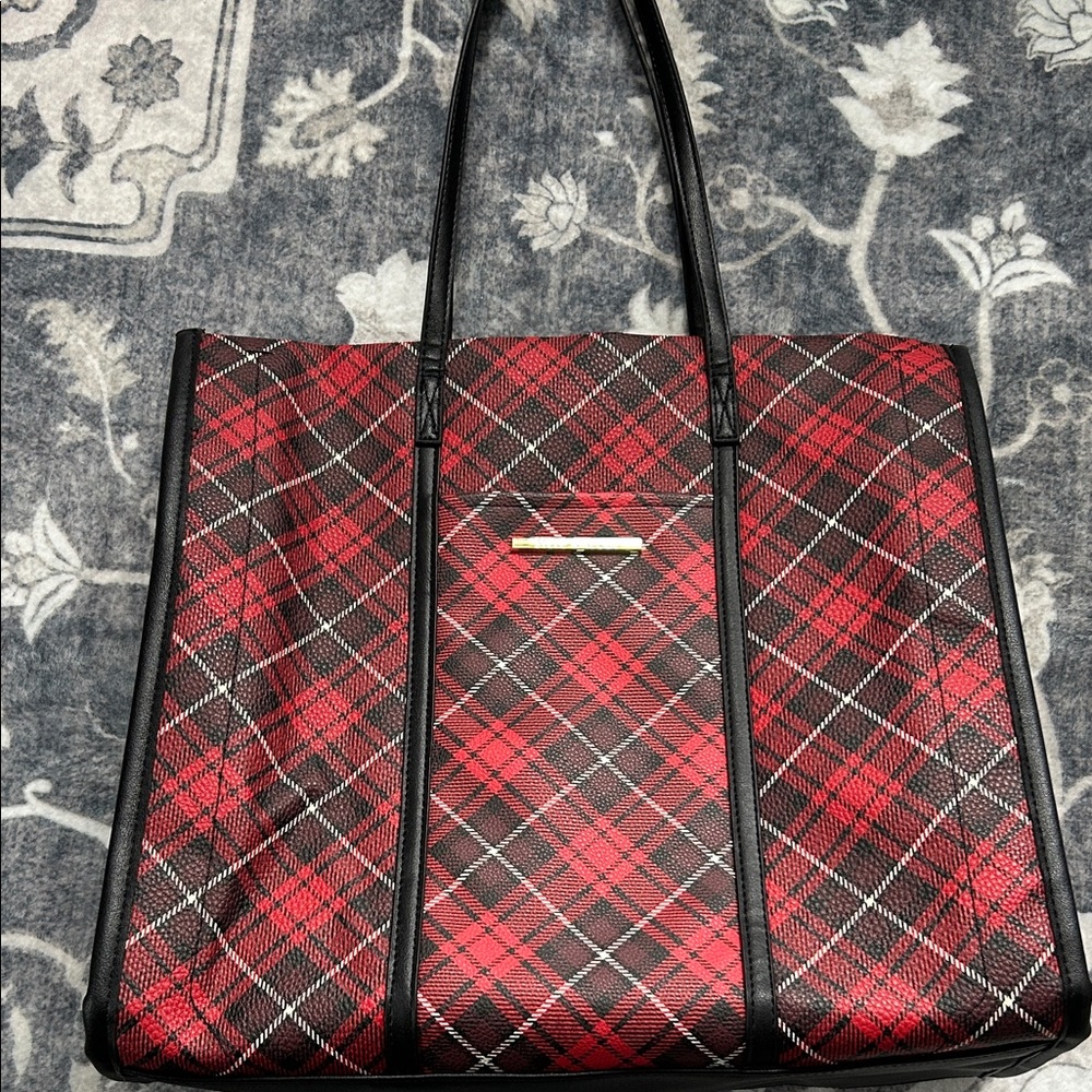 Steve Madden Plaid Tote Bag - Red and Black
